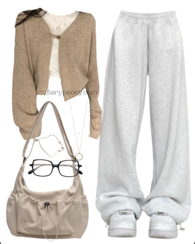 OOTD: Oversized Cardigan + Baggy Sweatpants + Crossbody Bag