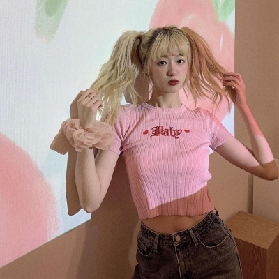 Barbie Embroidered Crop Top
