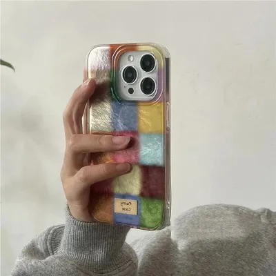 Color Block Checkered Phone Case