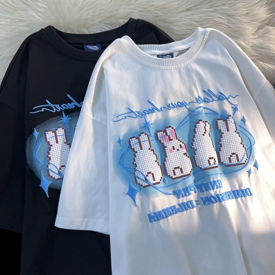Embroidered Cute Rabbit Oversized T-shirt