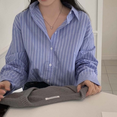 Vintage Striped Long Sleeve Loose Blouse