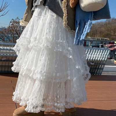 OOTD: Crop Knitted Cardigan + Ruffled Maxi Skirt