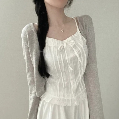 Lace Patchwork Front Tie Cami Top