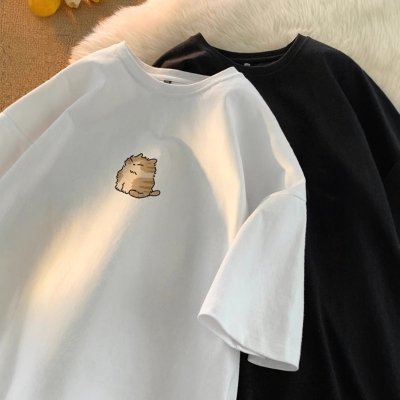 Lovely Cat Print Oversized T-shirt