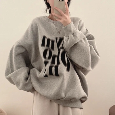 Letter Print Oversized Pullover Sweatshirt
