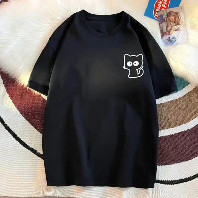 Cute Cat Print Oversized T-shirt
