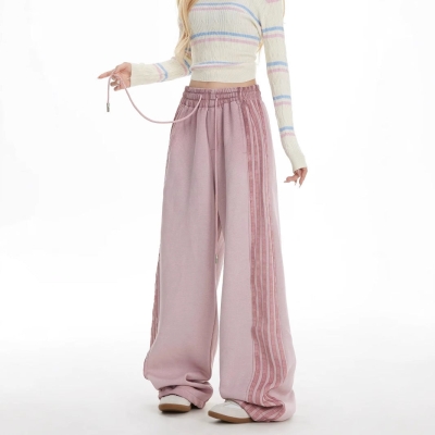 Vintage Striped Baggy Wide Leg Sweatpants