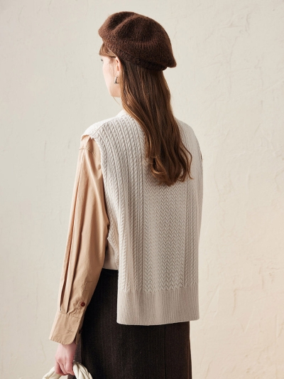 100% Wool Women's Knit Sleeveless Sweater Vest