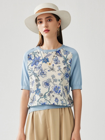Women's Floral Print Raglan Sleeve T-Shirt