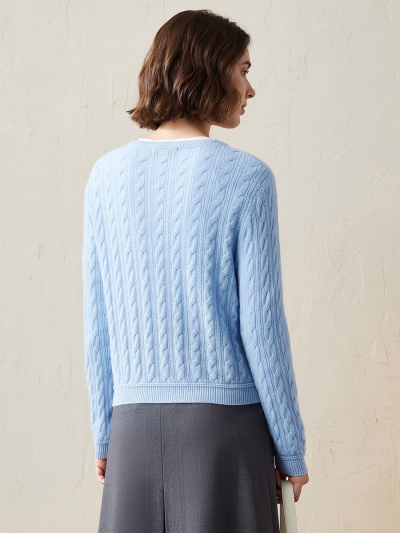 100% Cashmere Women's Cable Button Knit Cardigan