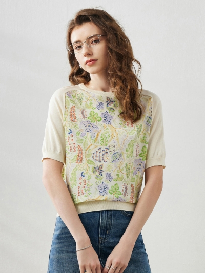 Women's Floral Embroidered T-Shirt