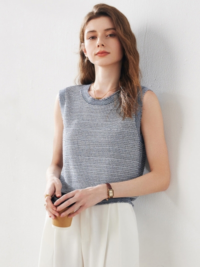 Women's Frayed Edge Textured Tank Top