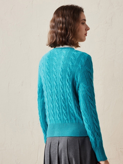 100% Cashmere Women's Cable Knit Button Cardigan