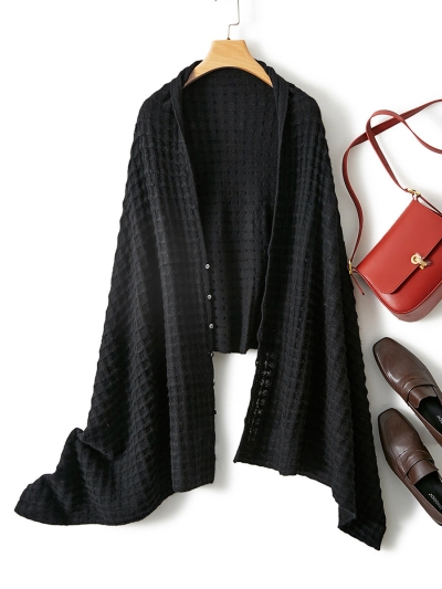 100% Cashmere Scarf Solid Color Shawls with Buttons