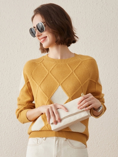 100% Cashmere Women's Sweater with Gold&Silver Threads