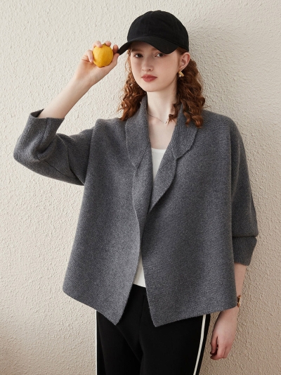 100% Wool Women's Loose Knit Blazer Coat