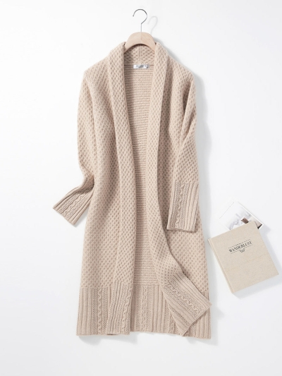100% Cashmere Women's Knit Cardigan Coat