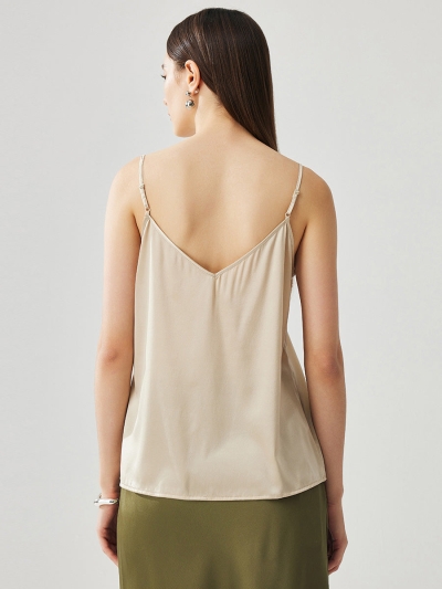 Women's Silk Adjustable Straps V-Neck Camisole
