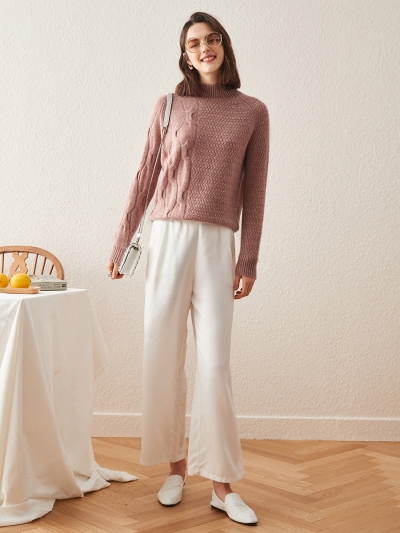100% Cashmere Women's Mock Neck Knit Sweater