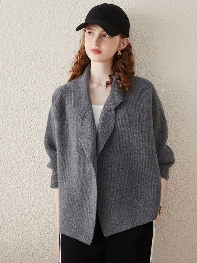 100% Wool Women's Loose Knit Blazer Coat