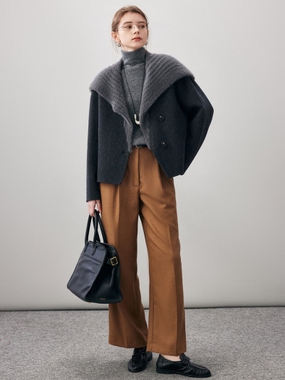 Women's Fuzzy Sailor Collar Button Front Coat