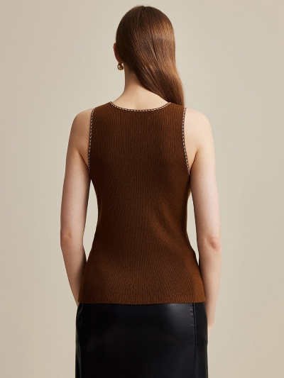 100% Wool Women's Sleek Ribbed Knit Tank Top