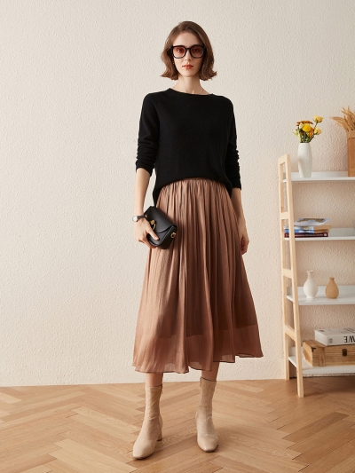 100% Cashmere Women's Sweater with Built-in Collar