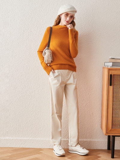 100% Cashmere Women's Mock Neck Knit Sweater