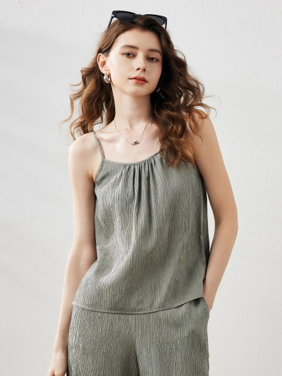 Women's Crinkled Pleated Camisole Top