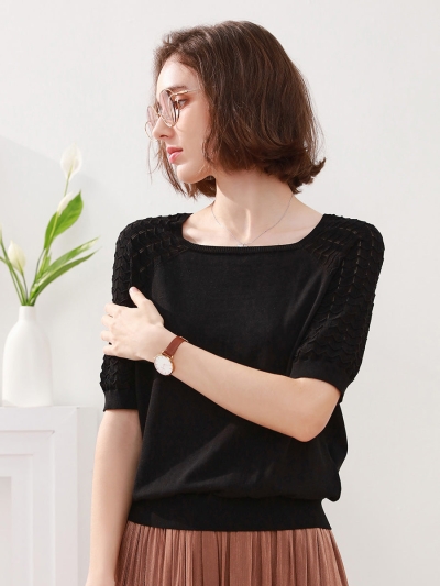 100% Mulberry Silk Women's Textured T-Shirt