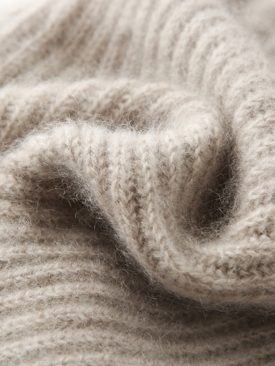 100% Cashmere  Women's Ribbed Cozy Reversible Knit Hood