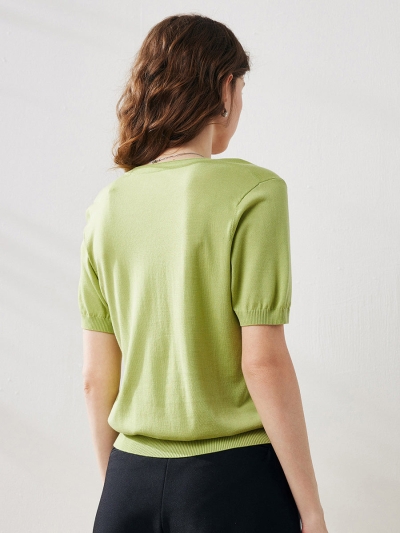 Women's V-Neck Knit T-Shirt