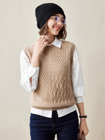 100% Cashmere Women's Knitted Sleeveless Sweater Vest