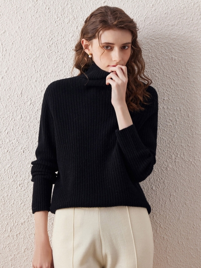 100% Wool Women's All-in-One Knit Turtleneck Sweater