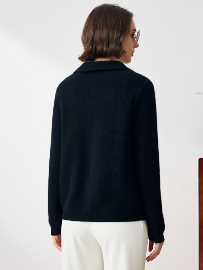 100% Cashmere Women's Blazer Collar Cardigan