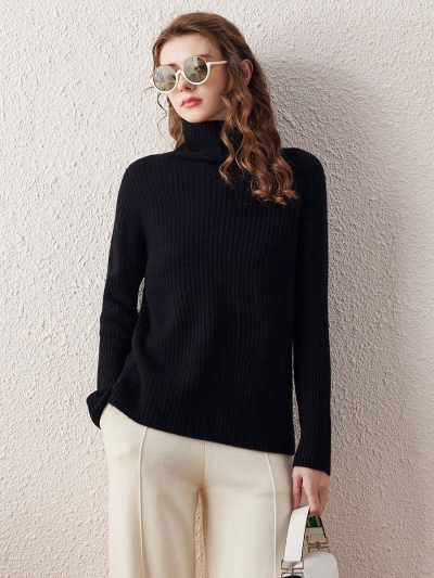 100% Wool Women's All-in-One Knit Turtleneck Sweater