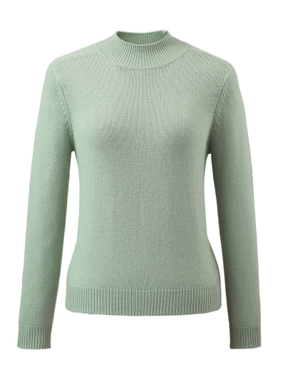 100% Wool Women's All-Match Mock Neck Sweater
