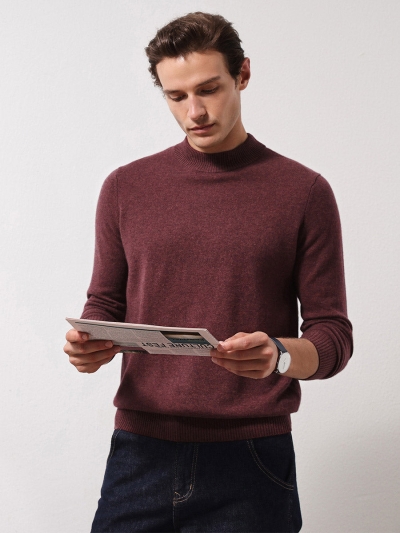 100% Cashmere Men's Mock Neck Knit Sweater