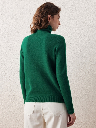 100% Wool Women's Ribbed Turtleneck Sweater