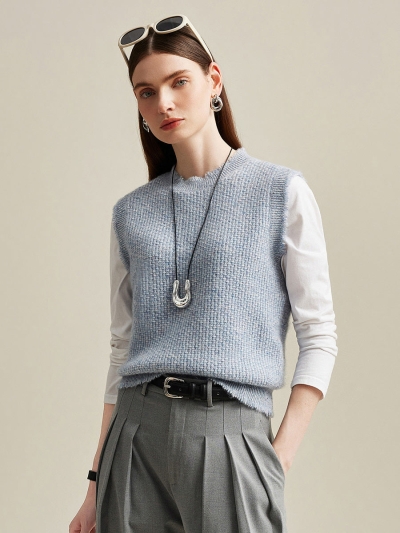 100% Cashmere Women's Textured Knit Sweater Vest