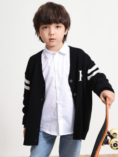 100% Wool Kids' V-Neck Cardigan