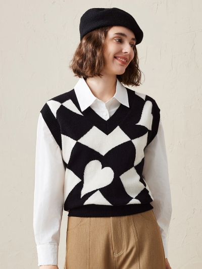 100% Cashmere Women's Vintage Inspired Knit Vest