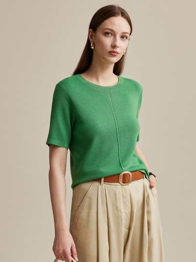 Women's Wool Worsted Center Seam Knit T-shirt