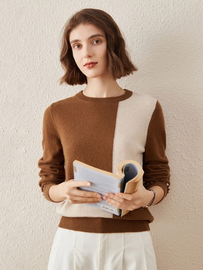 100% Cashmere Women's Round Neck Knit Sweater