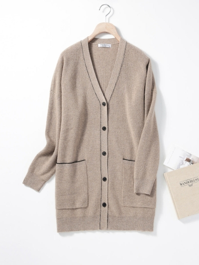 100% Cashmere Women's Cardigan Long Knit Coat