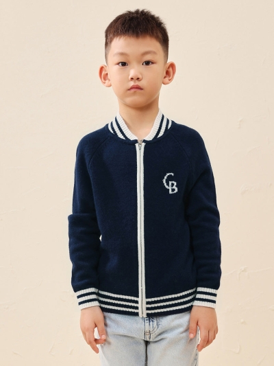 100% Wool Kid's Cable Knit Zip Up Coat
