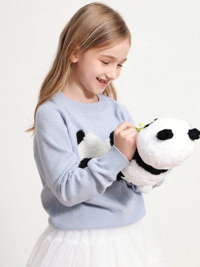 100% Wool Kids' Round Neck Intarsia Sweater
