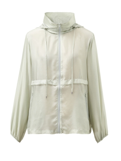 100% Mulberry Silk Women's Zip Up Hooded Jacket