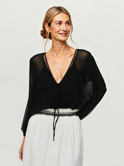 100% Mulberry Silk Women's Tie-Front Blouse