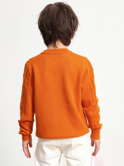 100% Wool Kids' Ribbed Round Neck Sweater